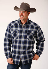 Roper Mens Long Sleeve Snap Sherpa Lined Flannel Shirt Jacket - Roper - Flyclothing LLC