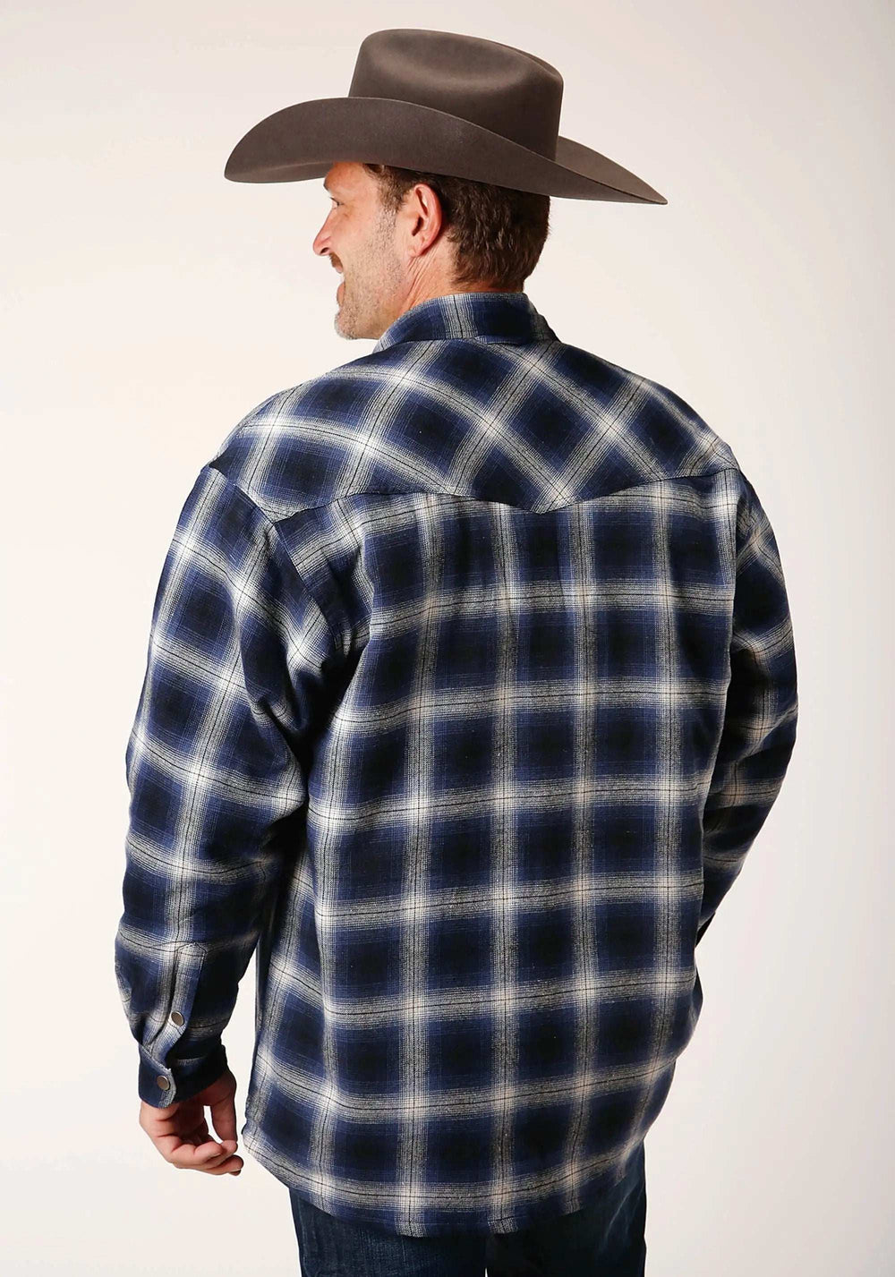 Roper Mens Long Sleeve Snap Sherpa Lined Flannel Shirt Jacket - Roper - Flyclothing LLC