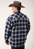 Roper Mens Long Sleeve Snap Sherpa Lined Flannel Shirt Jacket - Roper
