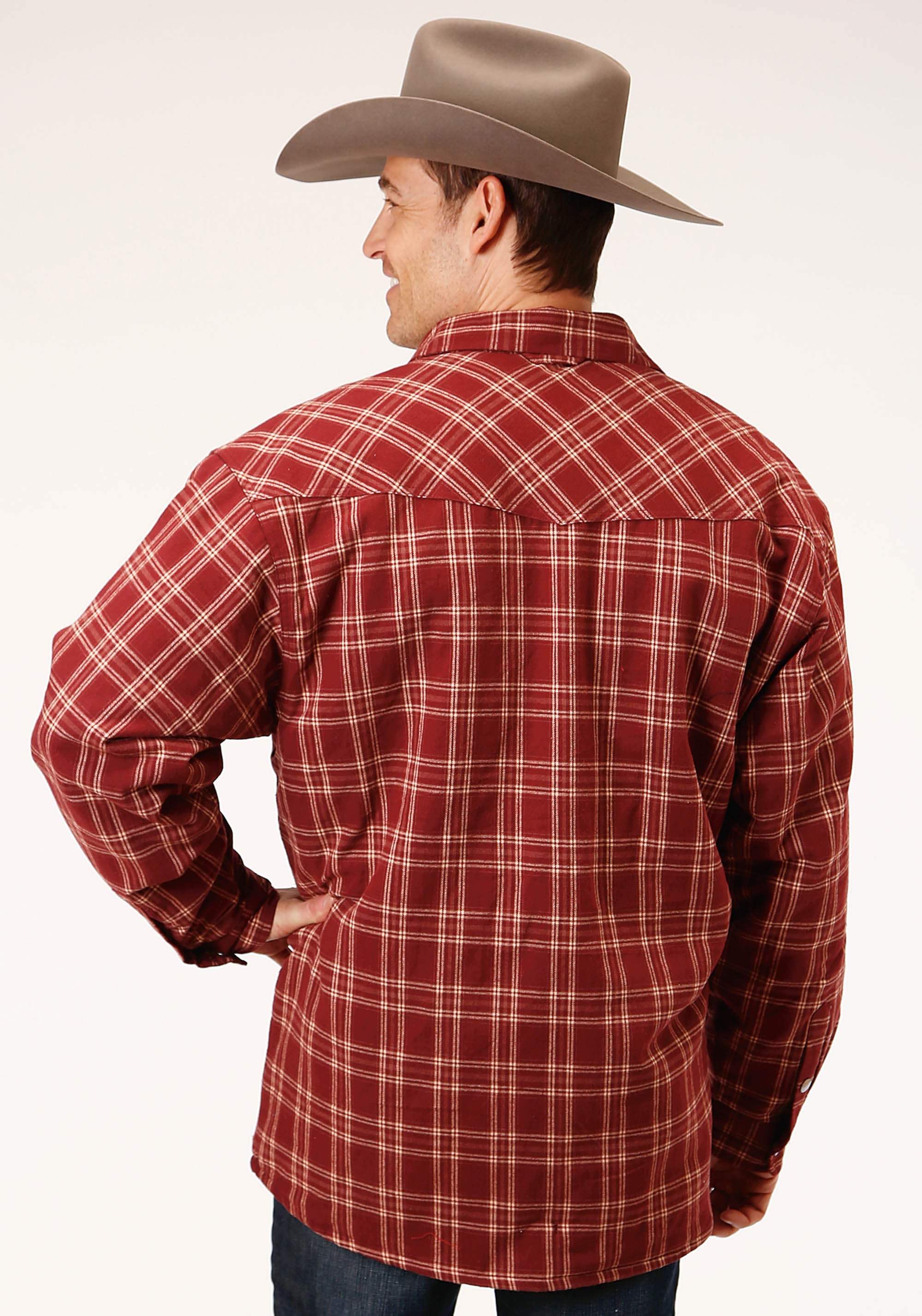 Roper Mens Long Sleeve Snap Sherpa Lined Flannel Shirt Jacket - Roper - Flyclothing LLC