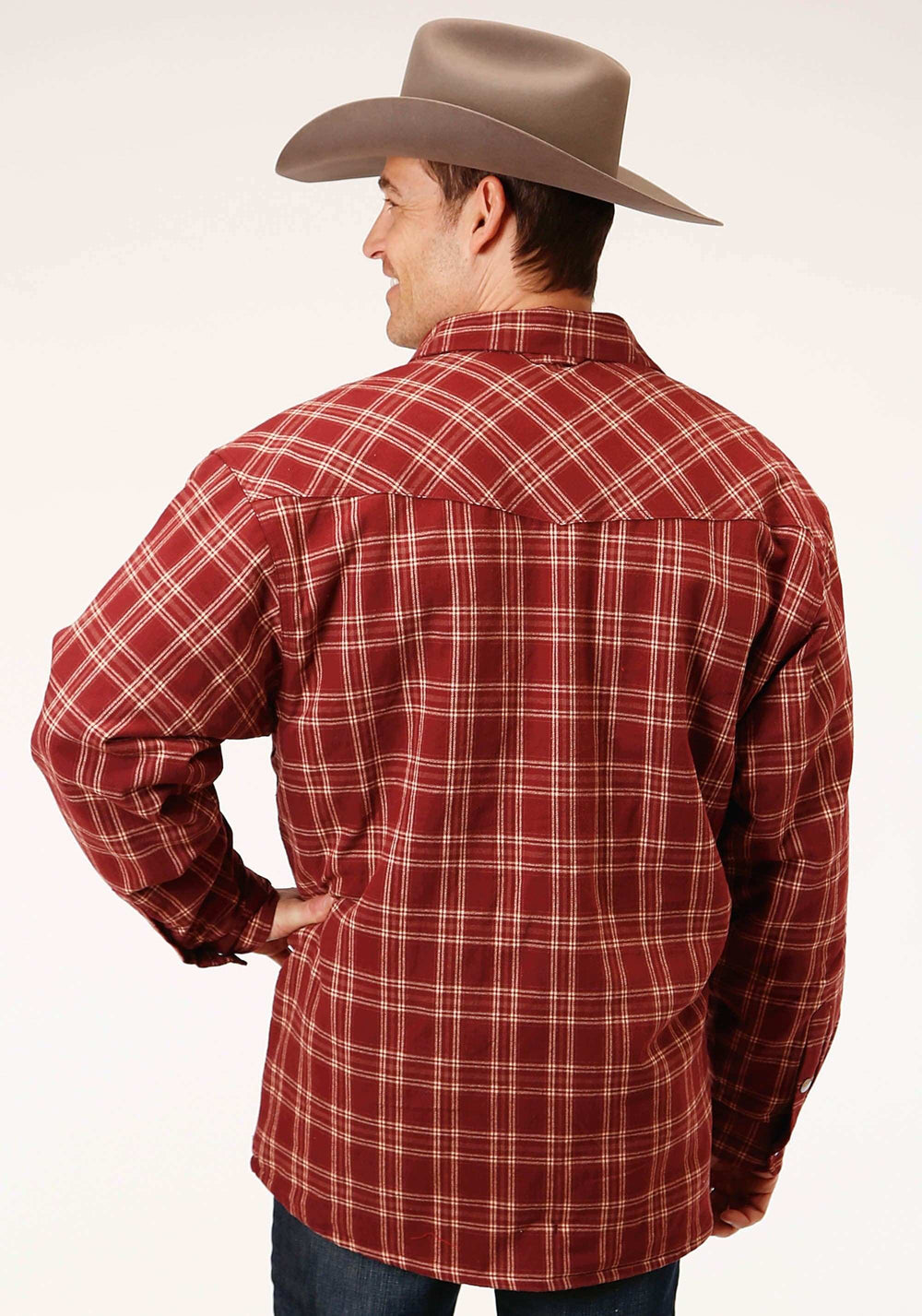 Roper Mens Long Sleeve Snap Sherpa Lined Flannel Shirt Jacket - Roper - Flyclothing LLC