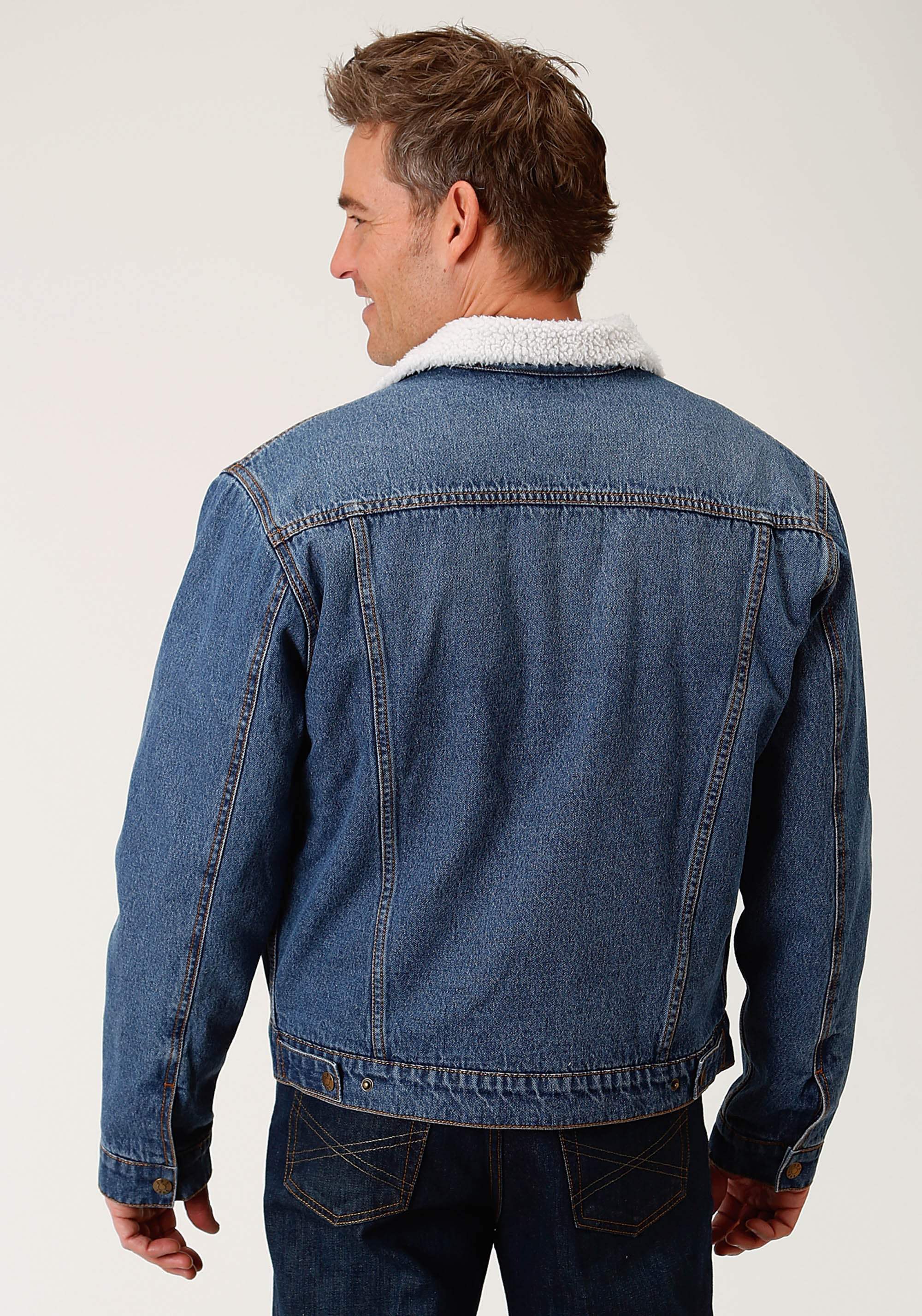 Roper Mens Blue With Sherpa Lining Denim Jacket - Roper - Flyclothing LLC