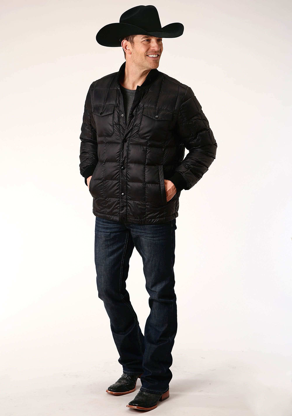 Roper Mens Down Proof Coated Jacket Black - Roper - Flyclothing LLC