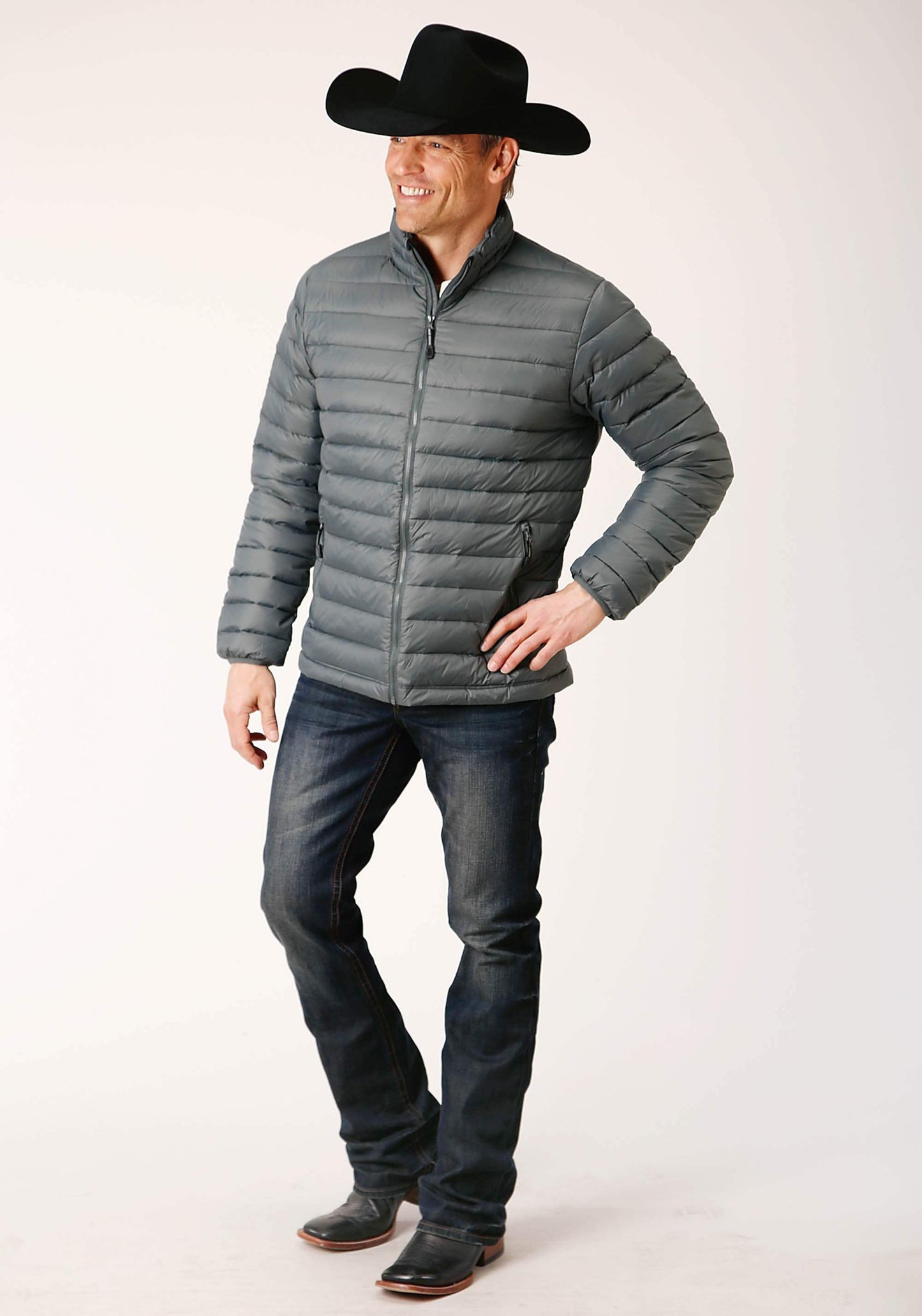 Roper Mens Slvr Sage Nylon Down Proof Coated Jacket - Roper - Flyclothing LLC