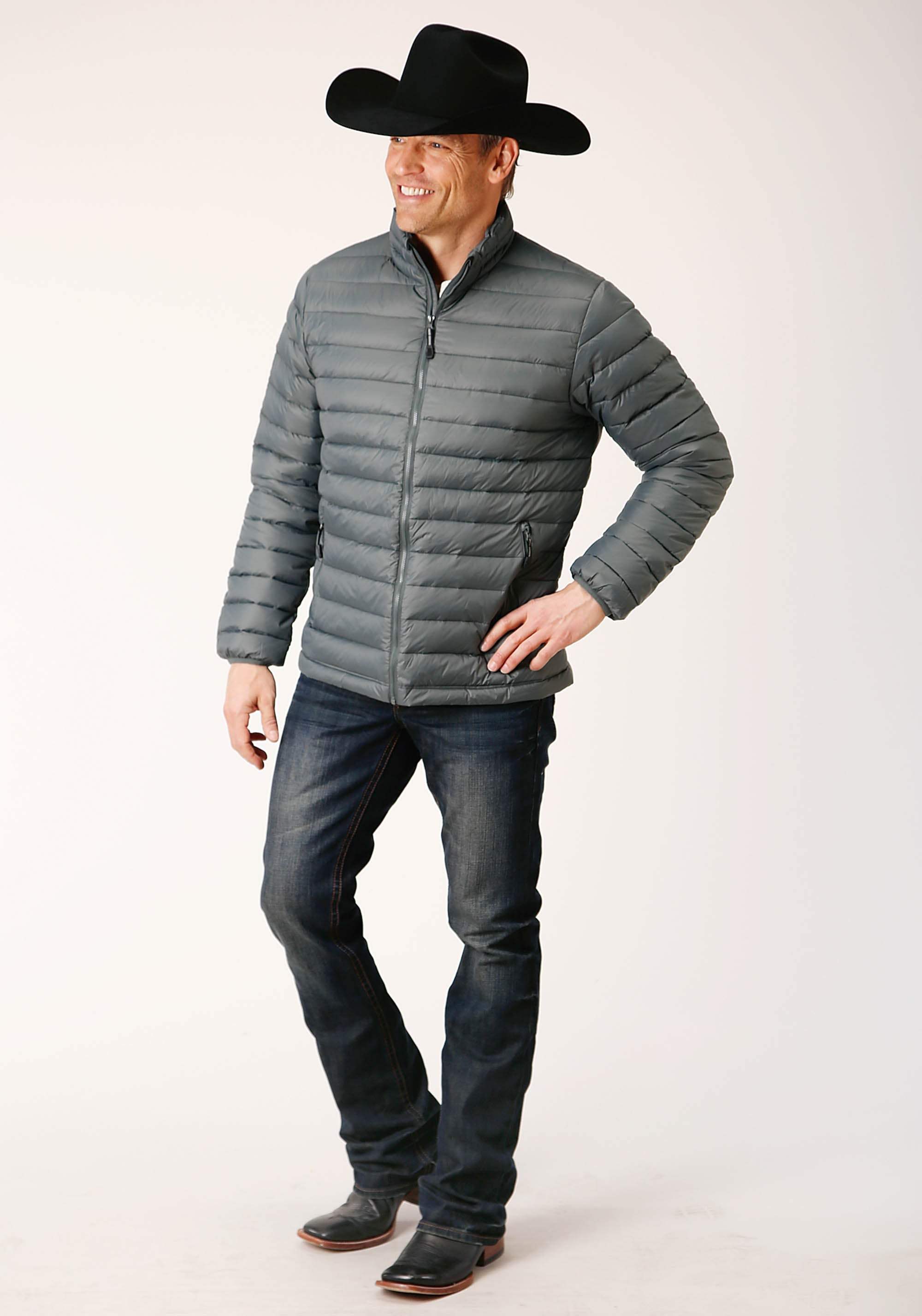 Roper Mens Slvr Sage Nylon Down Proof Coated Jacket - Roper - Flyclothing LLC