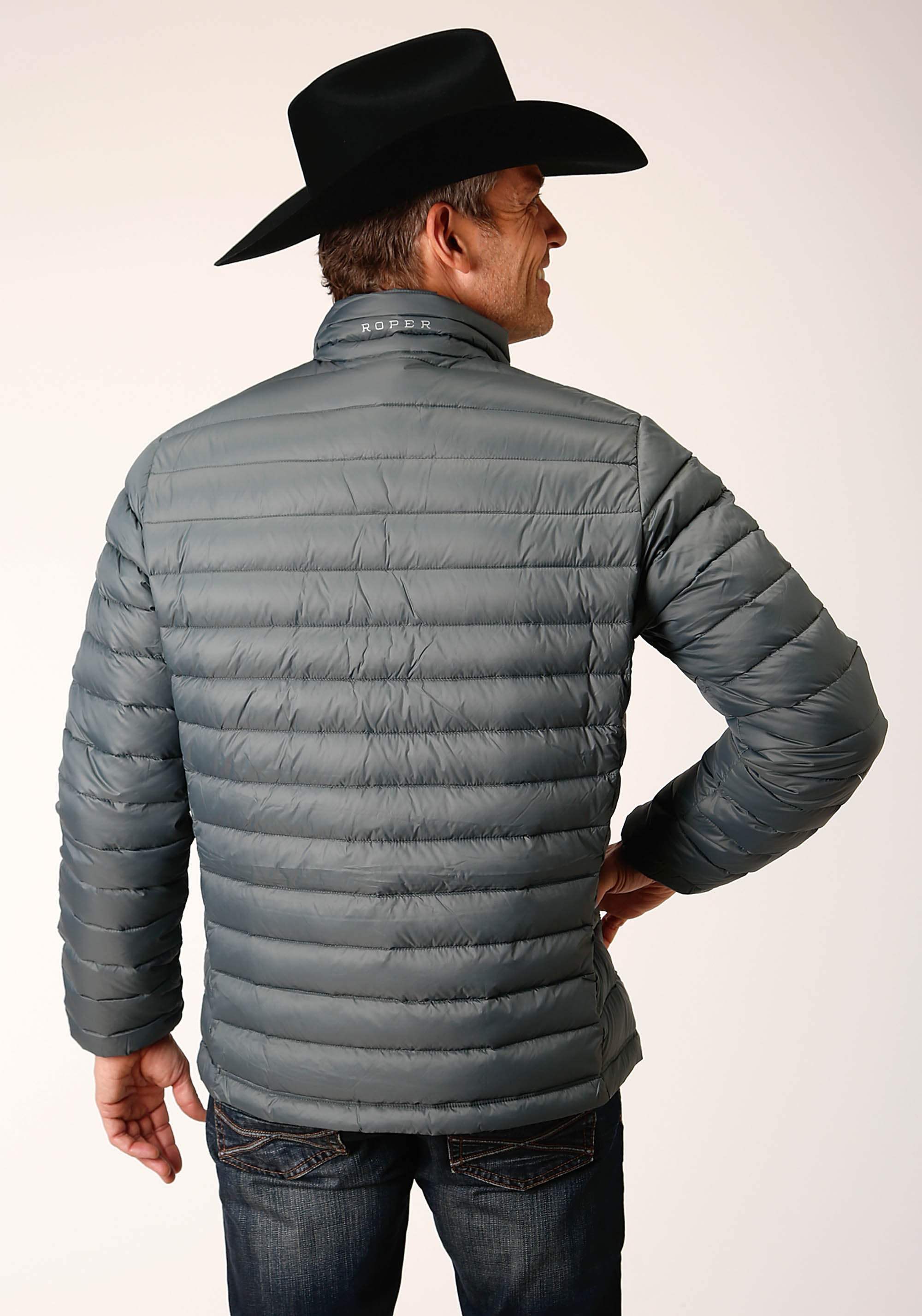 Roper Mens Slvr Sage Nylon Down Proof Coated Jacket - Roper - Flyclothing LLC