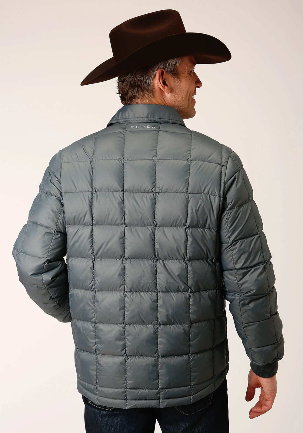 Roper Mens Slvr Sage Nylon Down Proof Coated Jacket - Roper - Flyclothing LLC