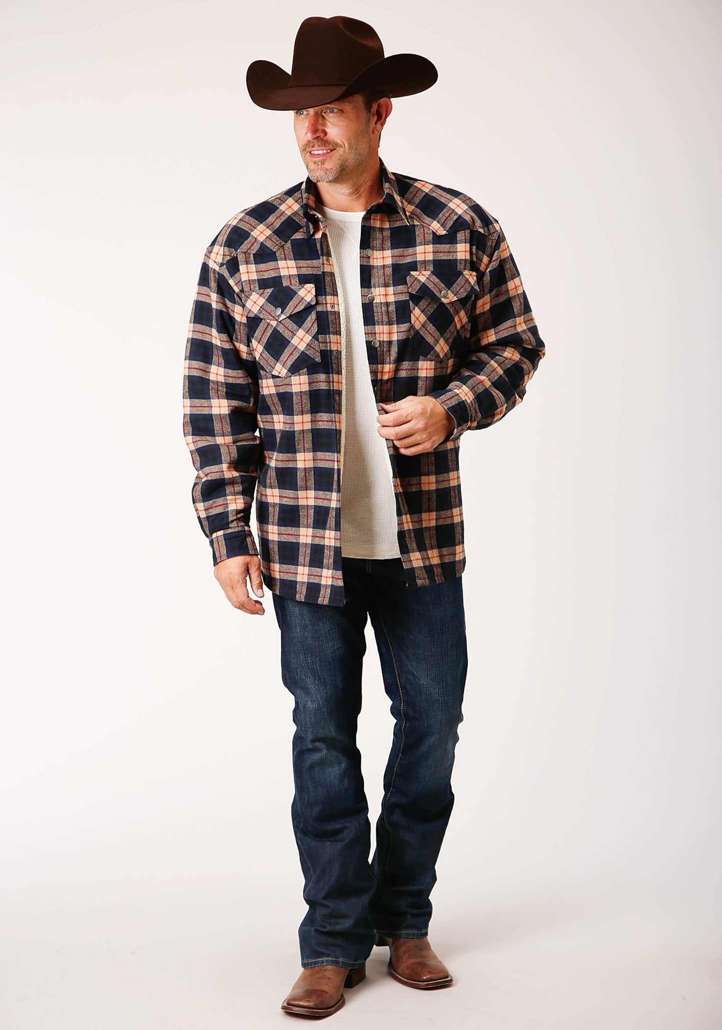 Roper Mens Long Sleeve Tall Fit Snap Sherpa Lined Flannel Shirt Jacket - Roper - Flyclothing LLC