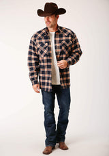 Roper Mens Long Sleeve Tall Fit Snap Sherpa Lined Flannel Shirt Jacket - Roper - Flyclothing LLC