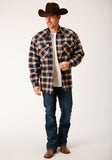 Roper Mens Long Sleeve Tall Fit Snap Sherpa Lined Flannel Shirt Jacket - Roper