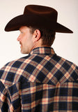 Roper Mens Long Sleeve Tall Fit Snap Sherpa Lined Flannel Shirt Jacket - Roper