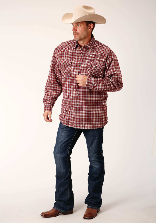 Roper Mens Long Sleeve Tall Fit Snap Sherpa Lined Flannel Shirt Jacket - Roper - Flyclothing LLC