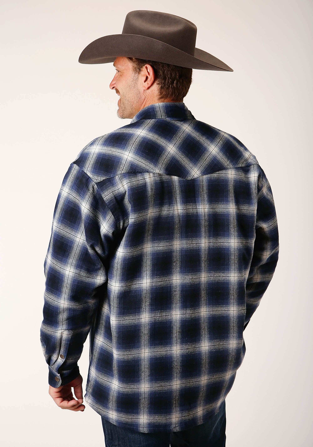 Roper Mens Long Sleeve Tall Fit Snap Sherpa Lined Flannel Shirt Jacket - Roper - Flyclothing LLC