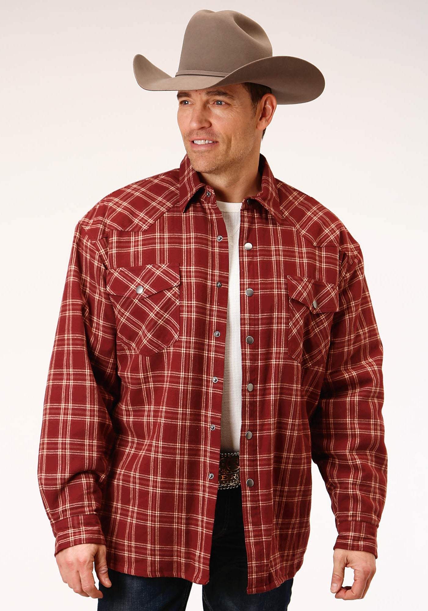 Roper Mens Long Sleeve Tall Fit Snap Sherpa Lined Flannel Shirt Jacket - Roper - Flyclothing LLC