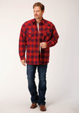 Roper Mens Long Sleeve Tall Fit Snap Sherpa Lined Flannel Shirt Jacket - Roper