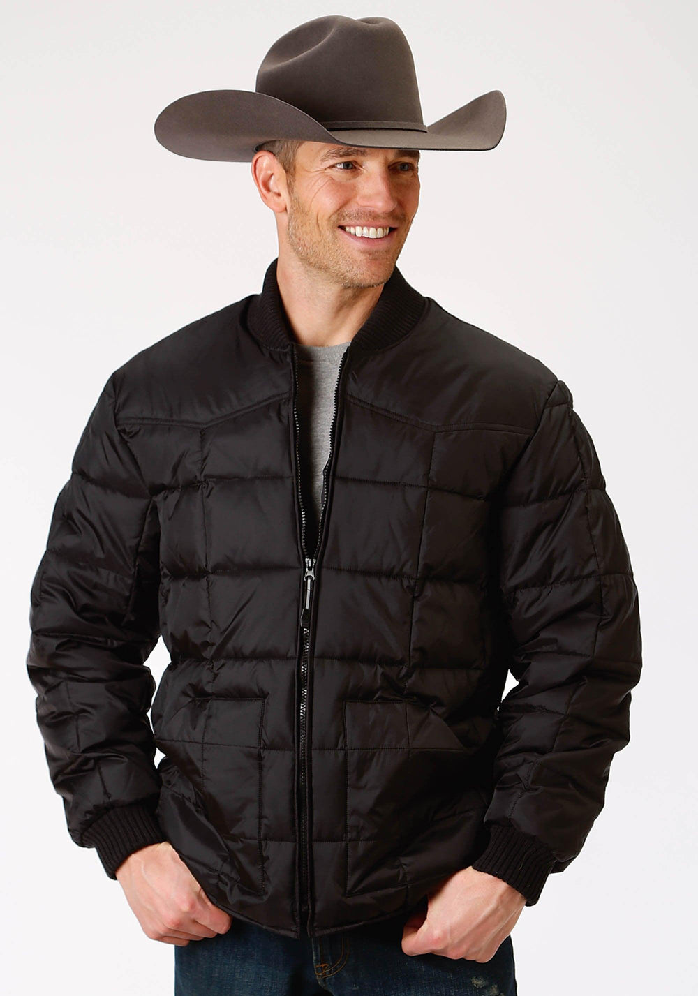 ROPER MENS BLACK POLY-FILLED JACKET - Roper