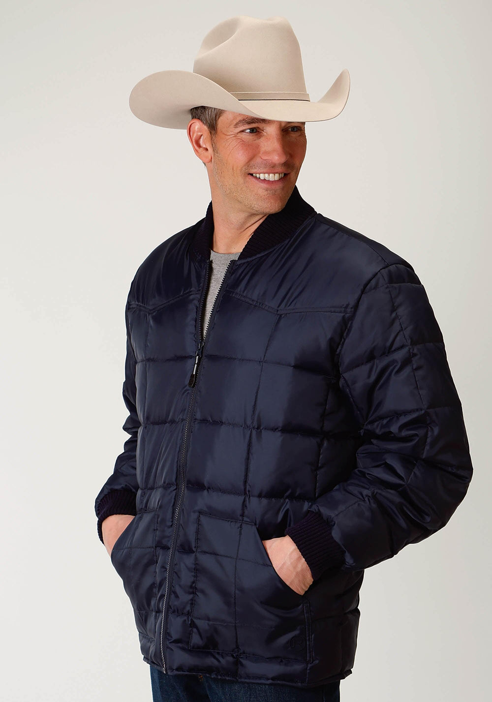 Roper Mens Navy Blue Poly-Filled Jacket - Roper