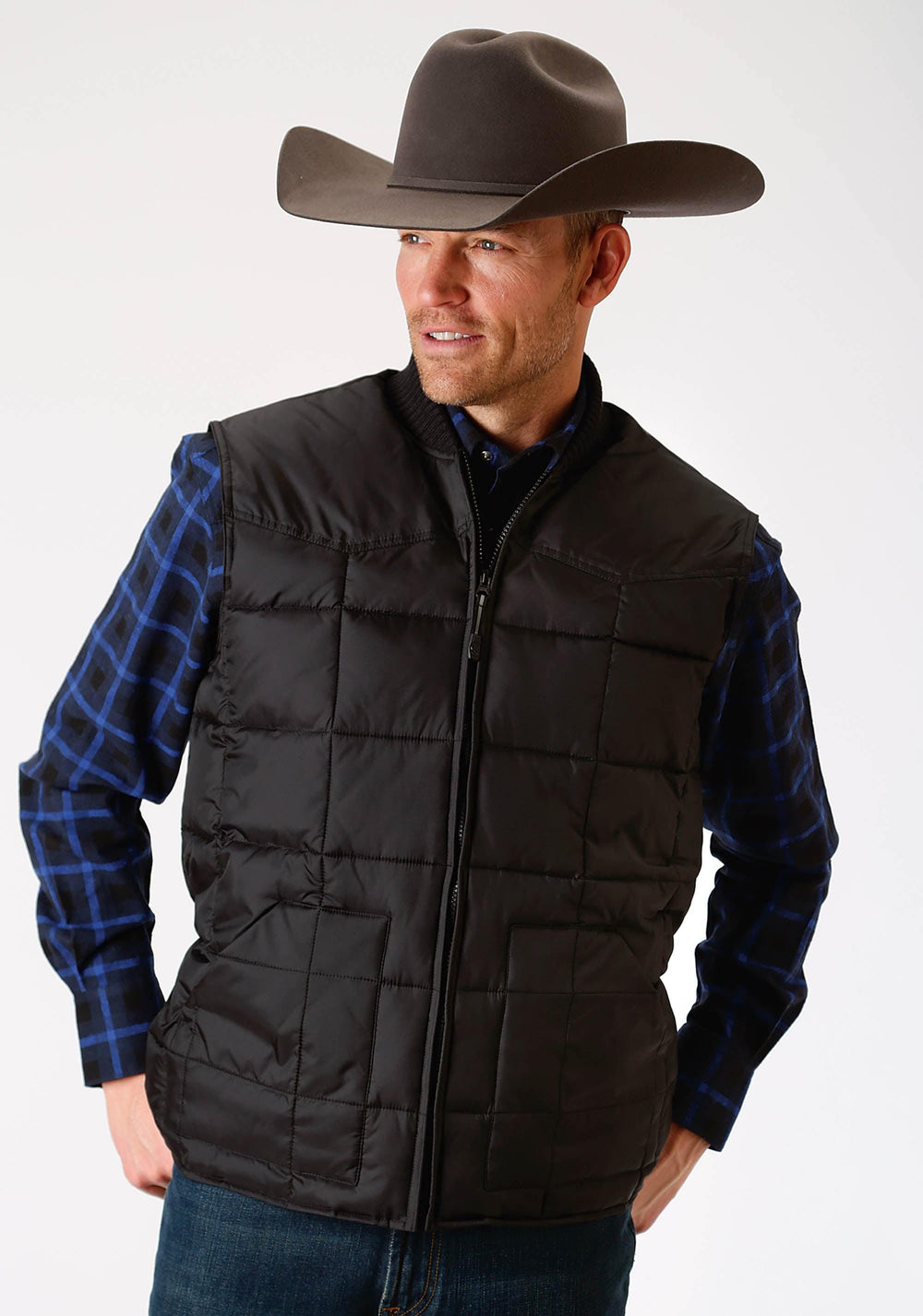 Roper Mens Black Poly-Filled Vest - Roper