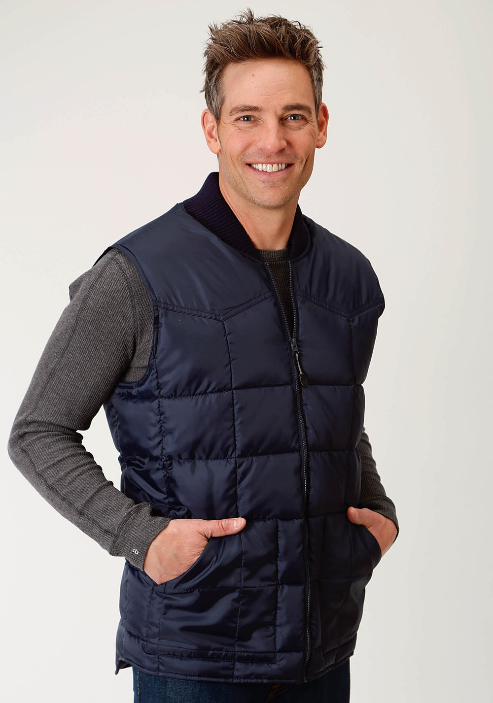 Roper Mens Navy Blue Poly-Filled Vest - Roper