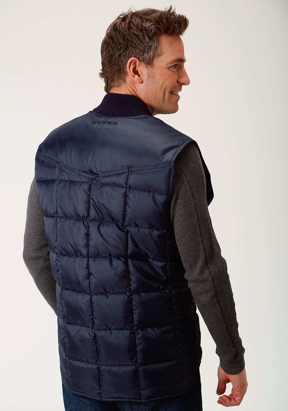 Roper Mens Navy Blue Poly-Filled Vest - Roper - Flyclothing LLC