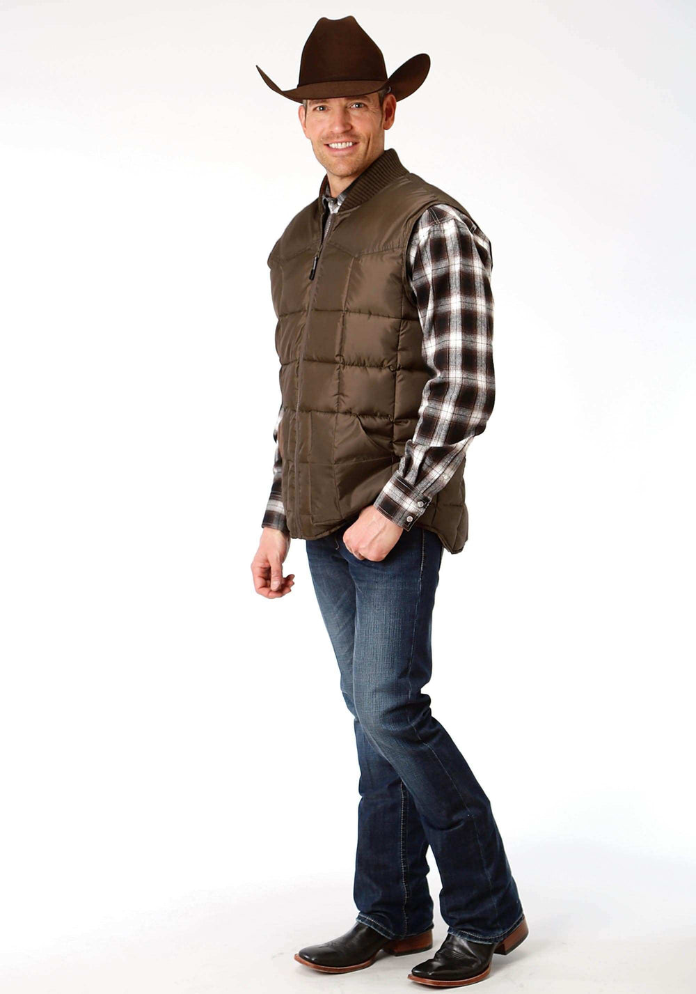 Roper Mens Brown Poly-Filled Vest - Roper - Flyclothing LLC