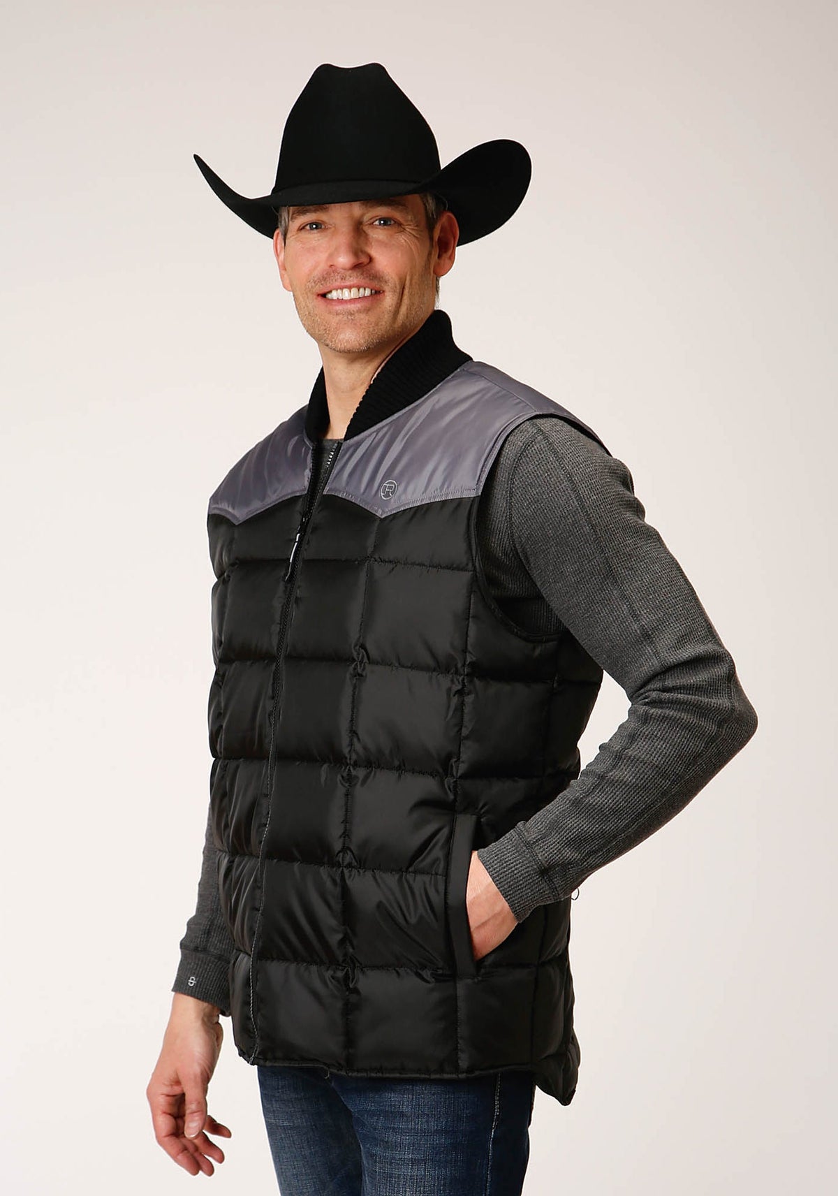 Roper Mens Quilted Poly With Poly Fill Vest