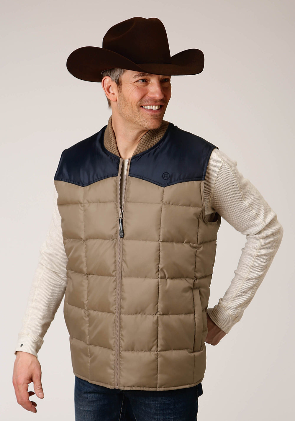 Roper Mens Quilted Poly With Poly Fill Vest - Roper