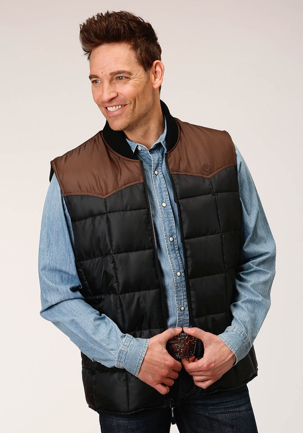 Roper Mens Quilted Polyfilled Vest - Roper
