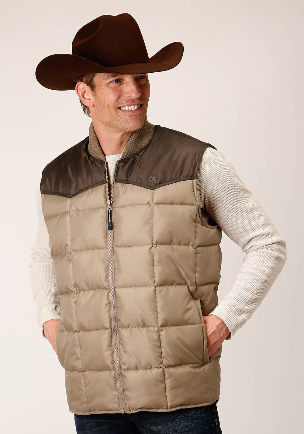 Roper Mens Quilted Polyfilled Vest - Roper