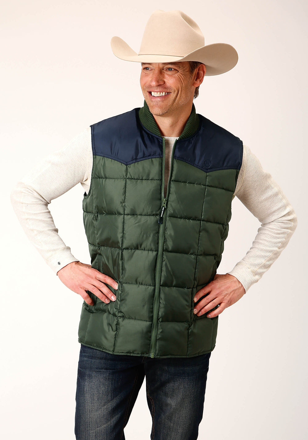 Roper Mens Quilted Polyfilled Vest - Roper