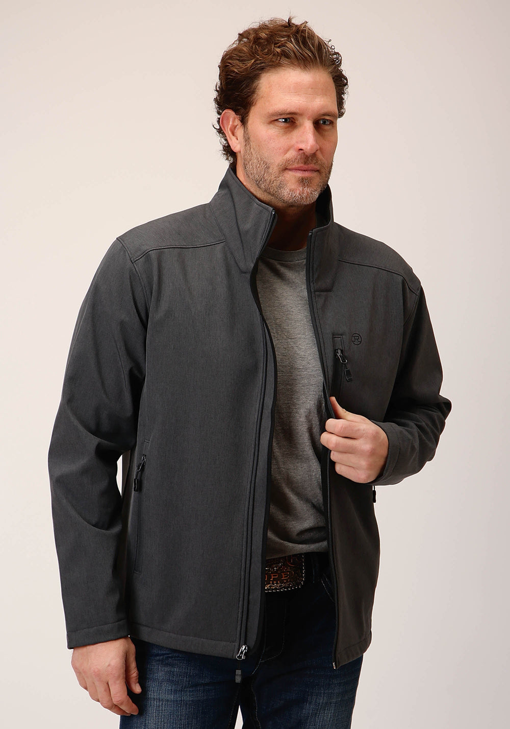 Roper Mens Heather Grey Soft Shell Jacket - Roper