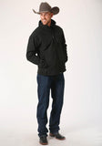 Roper Mens Black Softshell With Black Lining Zip Front Jacket - Roper
