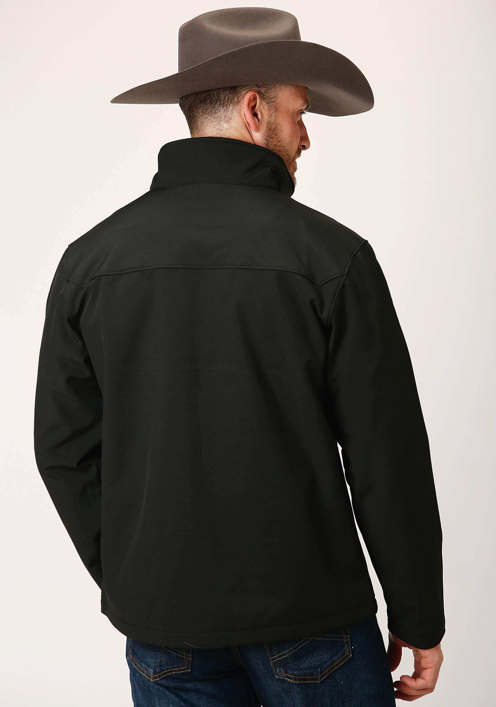 Roper Mens Black Softshell With Black Lining Zip Front Jacket - Roper - Flyclothing LLC