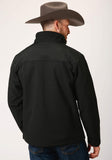 Roper Mens Black Softshell With Black Lining Zip Front Jacket - Roper