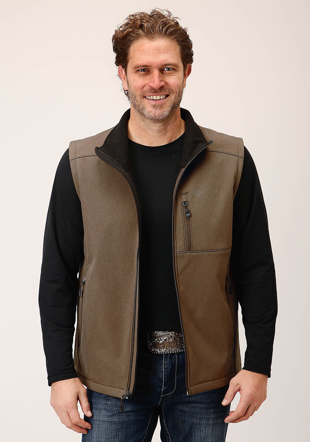Roper Mens Heather Mocha Soft Shell Vest - Roper