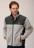 Roper Mens Oatmeal Sweater Bonded Fleece Jacket - Roper