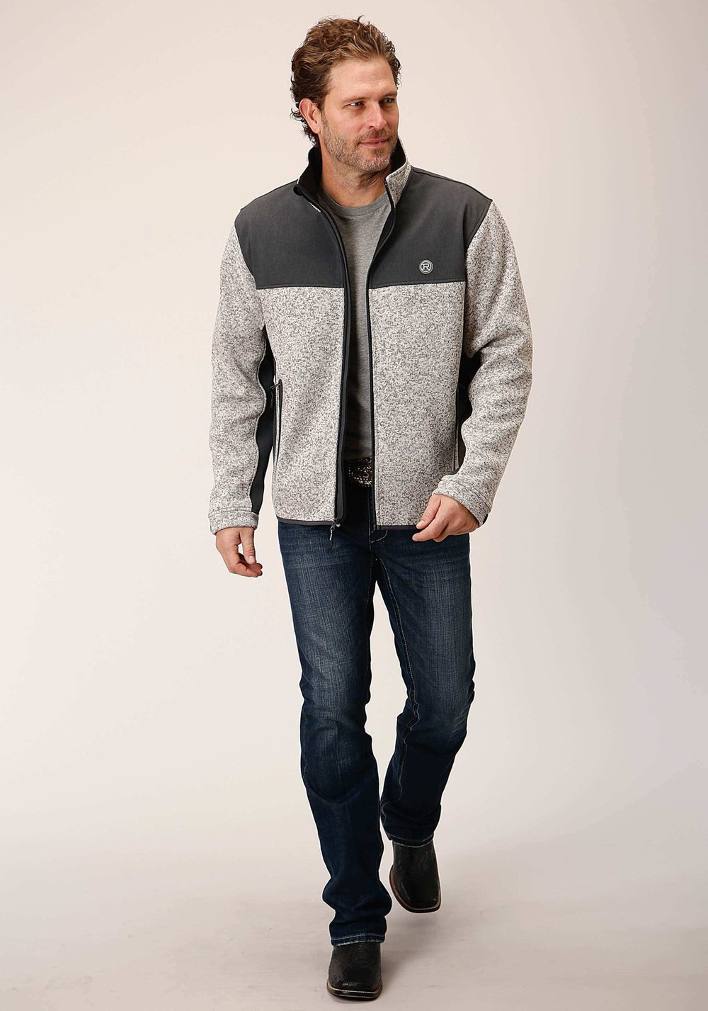 Roper Mens Oatmeal Sweater Bonded Fleece Jacket - Roper - Flyclothing LLC