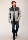 Roper Mens Oatmeal Sweater Bonded Fleece Jacket - Roper