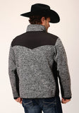 Roper Mens Black Grey Sweater Bonded Fleece Jacket - Roper