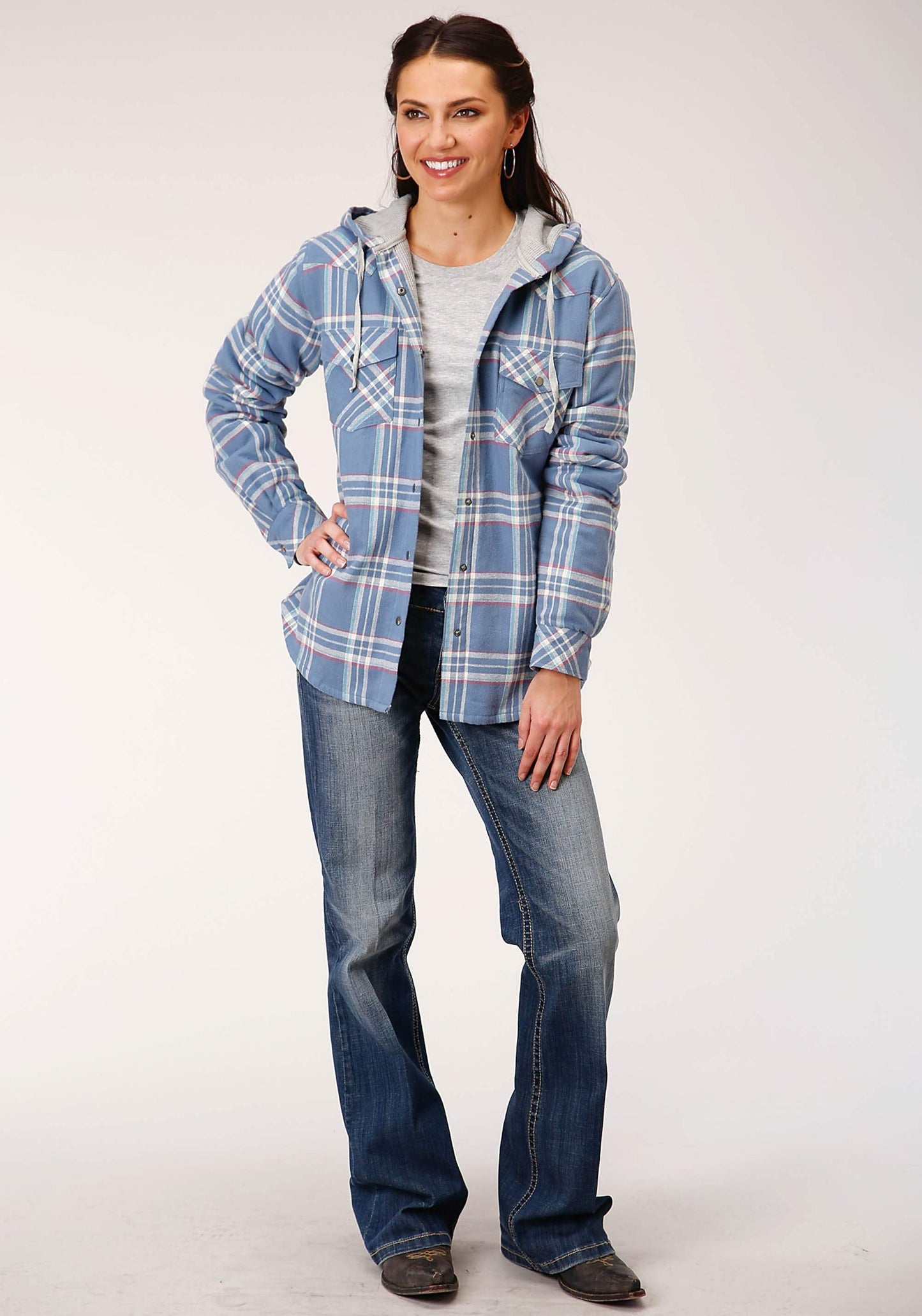 Roper Womens Long Sleeve Snap Thermal Lined Flannel Shirt Jacket - Roper - Flyclothing LLC