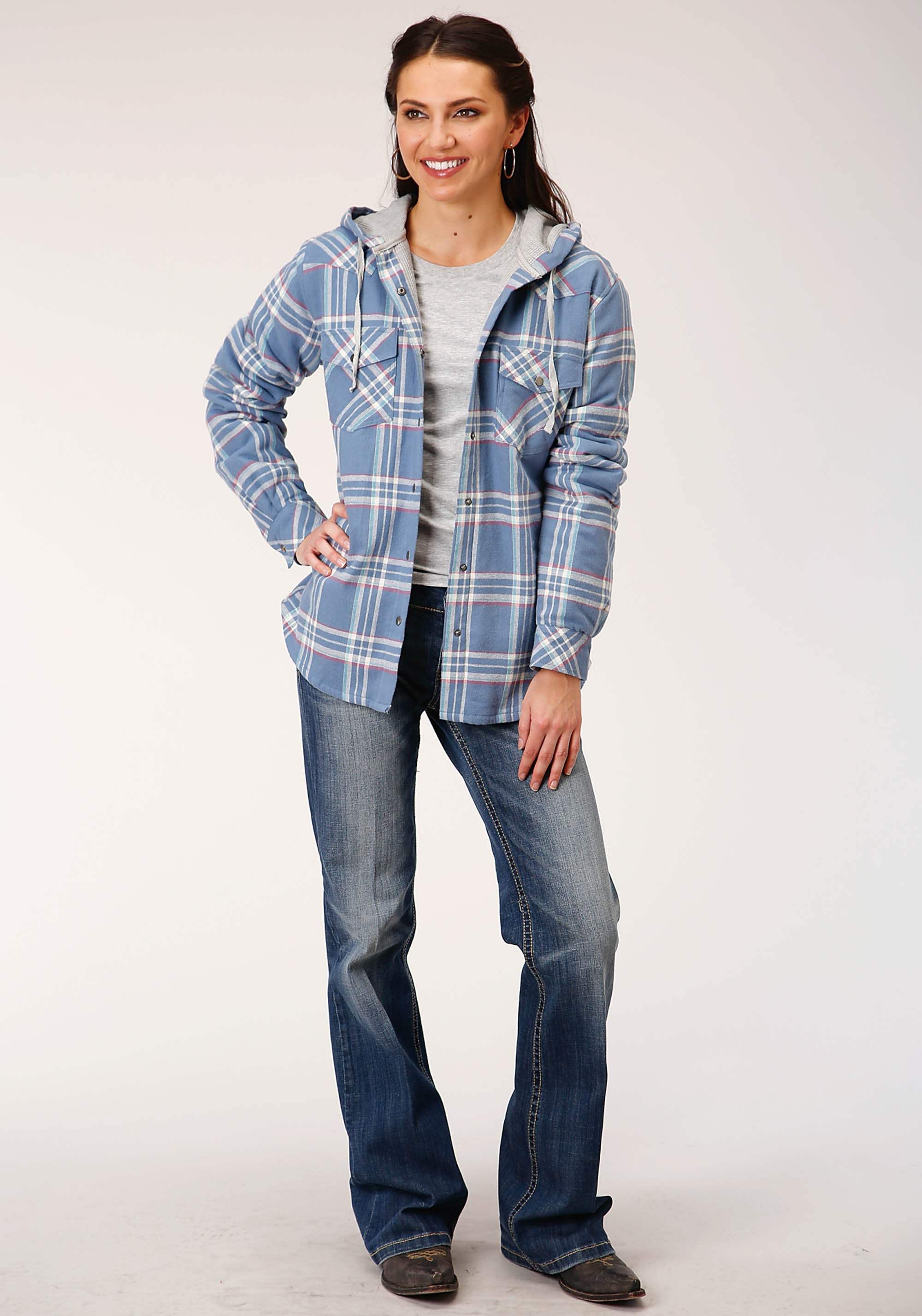 Roper Womens Long Sleeve Snap Thermal Lined Flannel Shirt Jacket - Roper - Flyclothing LLC