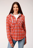Roper Womens Long Sleeve Snap Thermal Lined Flannel Shirt Jacket - Roper