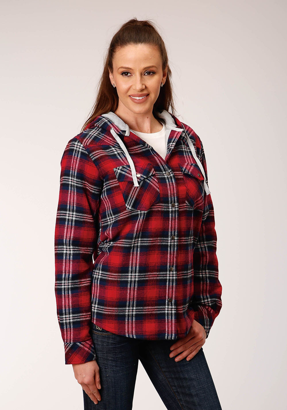 Roper Womens Long Sleeve Snap Thermal Lined Flannel Shirt Jacket - Roper
