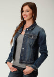 Roper Womens Blue Denim Lightly Sanded Jacket - Roper