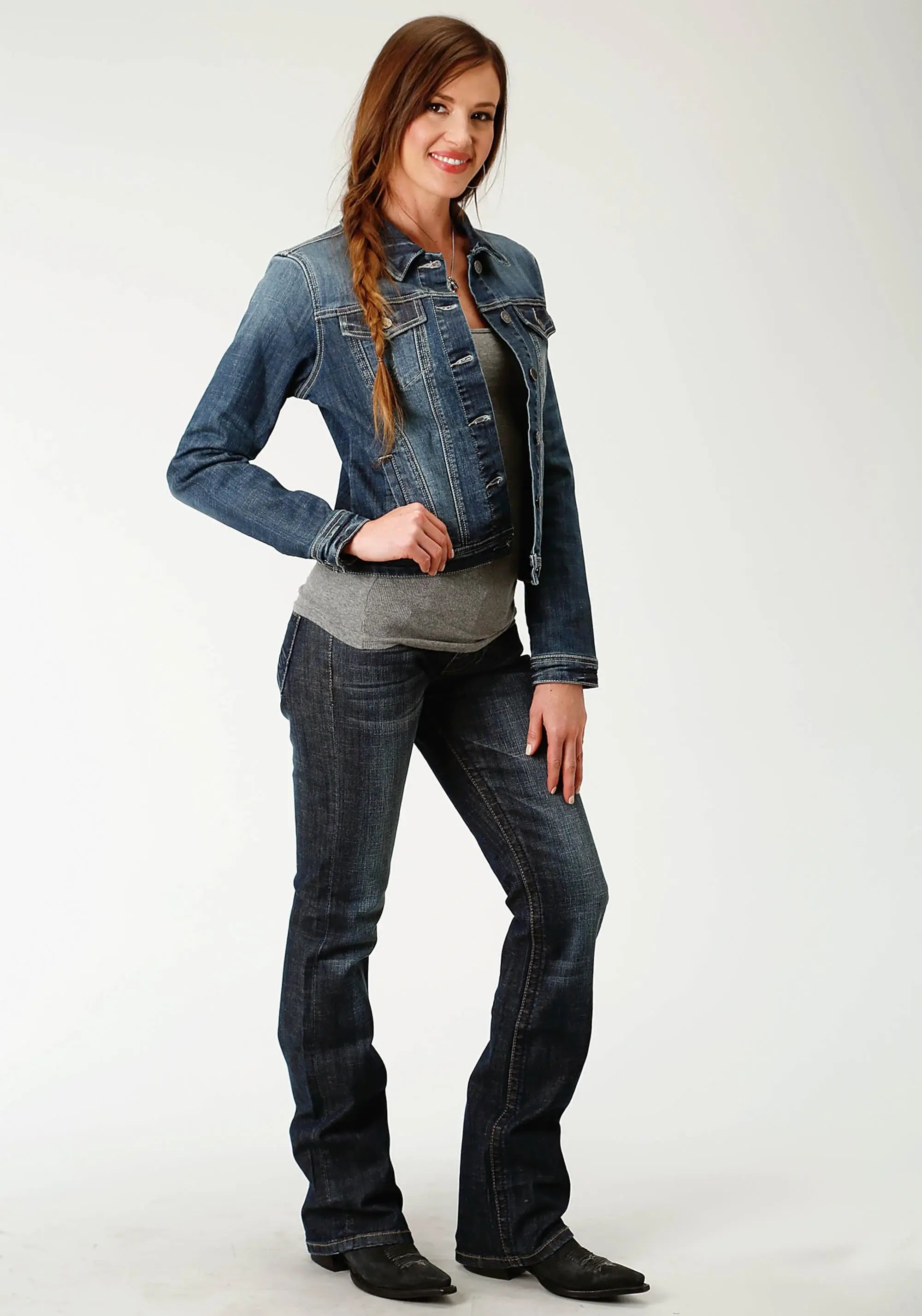 Roper Womens Blue Denim Lightly Sanded Jacket - Roper - Flyclothing LLC