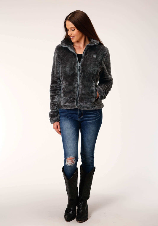 Roper Womens Charcoal Grey 2 Sided Fuzzy Fleece Pullover - Roper - Flyclothing LLC