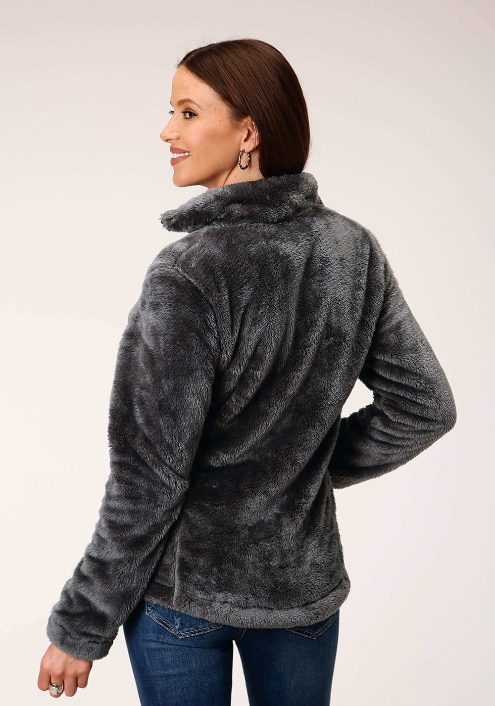 Roper Womens Charcoal Grey 2 Sided Fuzzy Fleece Pullover - Roper - Flyclothing LLC