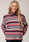 Roper Womens Horizontal Stripe Print Fleece Pullover - Roper