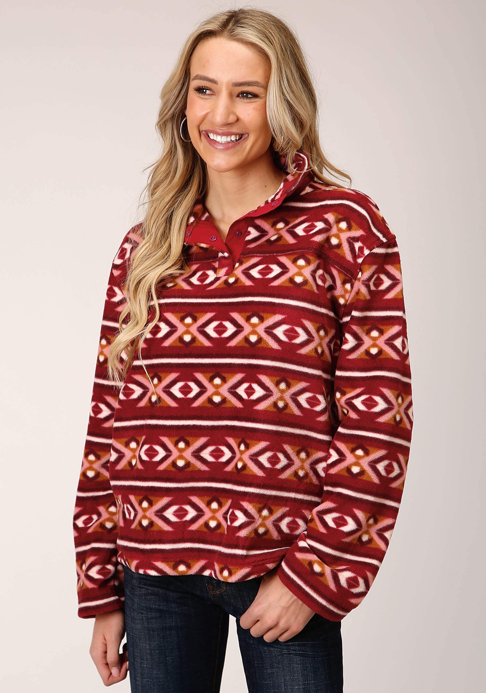 Roper Womens Berry Aztec Print Fleece Pullover - Roper - Flyclothing LLC