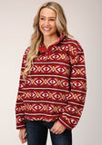 Roper Womens Berry Aztec Print Fleece Pullover - Roper